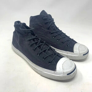 Converse Jack Purcell‎ Canvas High Top Sneakers Black White Size 10.5